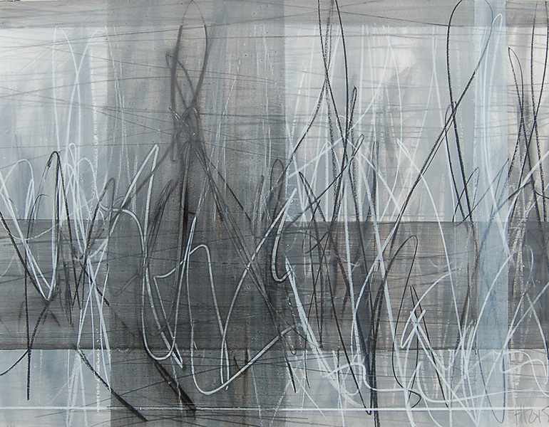 #18561, Dark Gray Horizontal in Lines,							2015,	24×19 inch, oil on paper