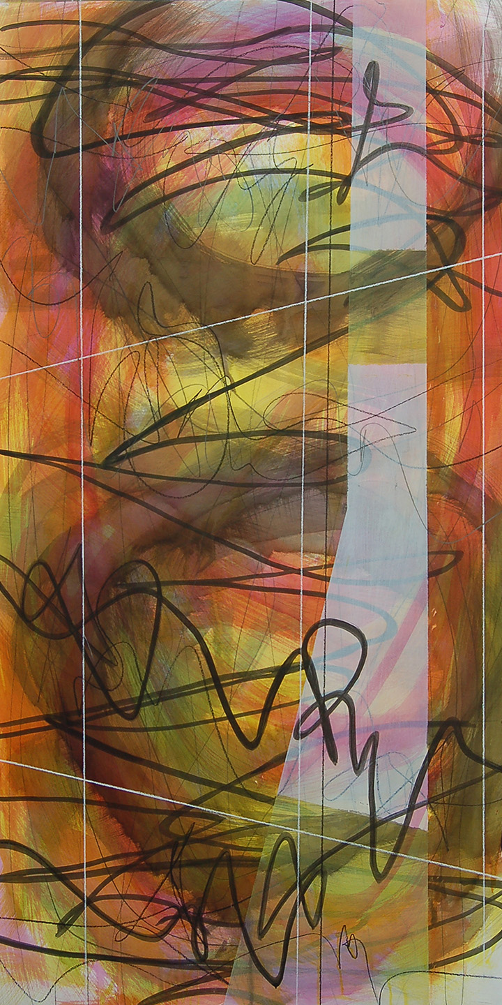 #18579, Brown and Yellow										2015, 42×84 inch, ink on paper
