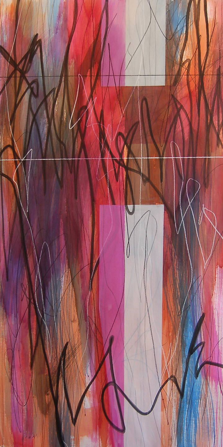 #18582, Brown and Magenta with Vertical White					2015, 42×84 inch, ink on paper