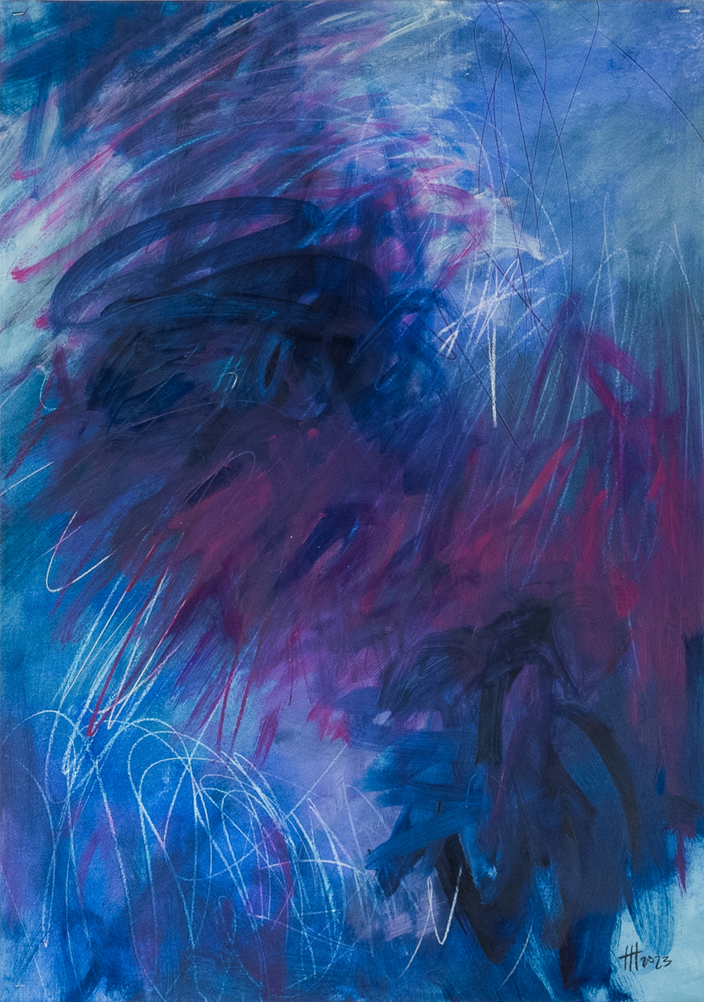 19220 Full Blue 03, 2022, 100x70 cm, oil on paper