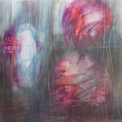#18816, spaces for 2 inside,											2017, 64×64 inch, ink, oil on canvas
