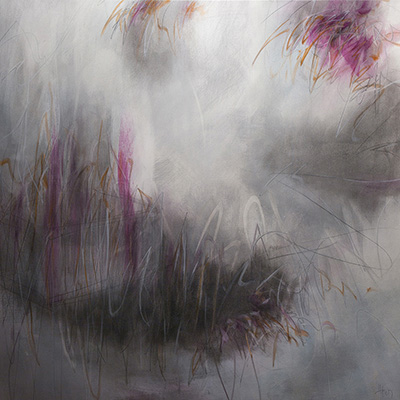 #18818, separation,													2017, 64×64 inch, ink, oil on canvas