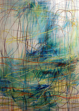 #18395_2,	Green in Blue, <nobr>2014–2018,</nobr> 	60×84 inch, oil on canvas