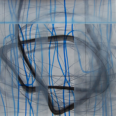 #18512, Vertical and Horizontal White, 		2014,	42×42 inch, ink, acrylic on paper