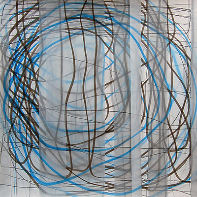 #18514, Vertical White and Grey,				2014,	42×42 inch, ink, acrylic on paper