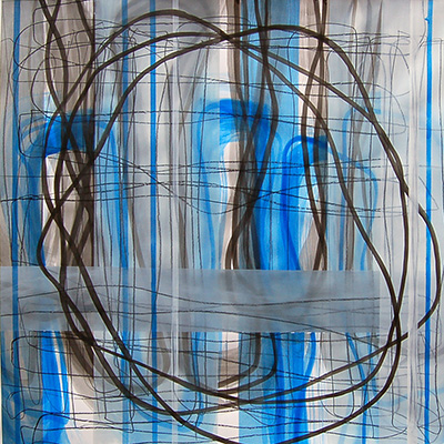 #18517, Vertical White, Horizontal Grey,		2014,	42×42 inch, ink, acrylic on paper