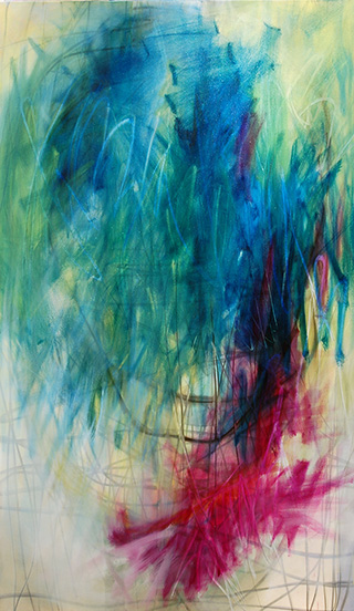 #18553_2,	Blue in Green, <nobr>2014–2018,</nobr> 	52×88 inch, oil on canvas