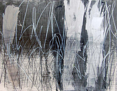 #18559, Silver over Black – Vertical, 							2015,	24×19 inch, oil on paper