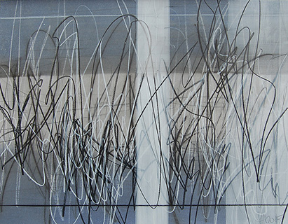 #18562, Thin White Vertical in Lines,							2015,	24×19 inch, oil on paper