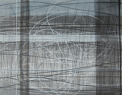 #18565, Gray Vertical White Horizontal in Lines,				2015,	24×19 inch, oil on paper