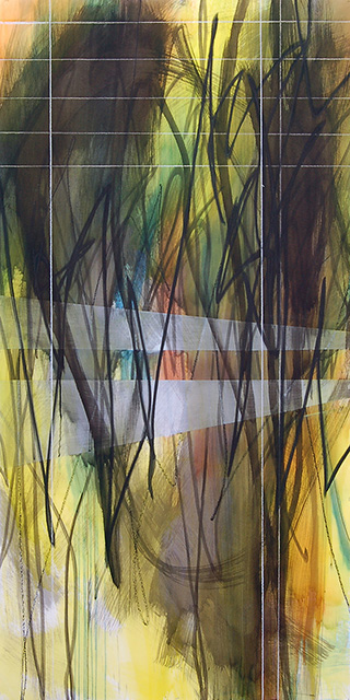 #18573, Green with Horizontal White							2015, 42×84 inch, ink on paper