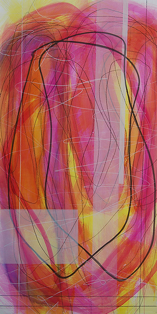 #18577, Magenta and Yellow with Vertical White					2015, 42×84 inch, ink on paper