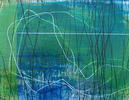 #18593, Green over Blue 01										2015,	24×19 inch, oil on paper