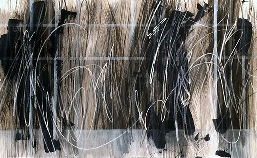 #18857, 		Black Drawing 3, 2018,		40×24 inch, ink on paper