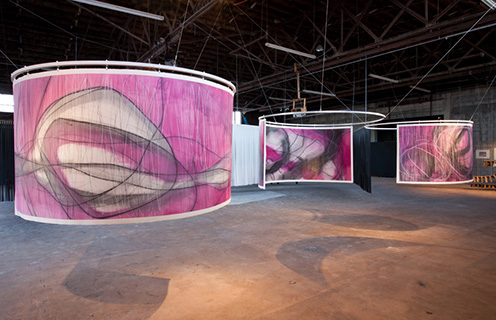 Circular Paintings, 2013, 120×50 inch, oil on paper