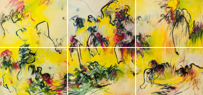 19172 Yellow Grid 01, 2022, 142x304 cm, oil on paper