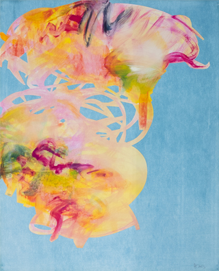 19240 Gold on Light Blue, 2023, 80x65 cm, cutout oil on paper