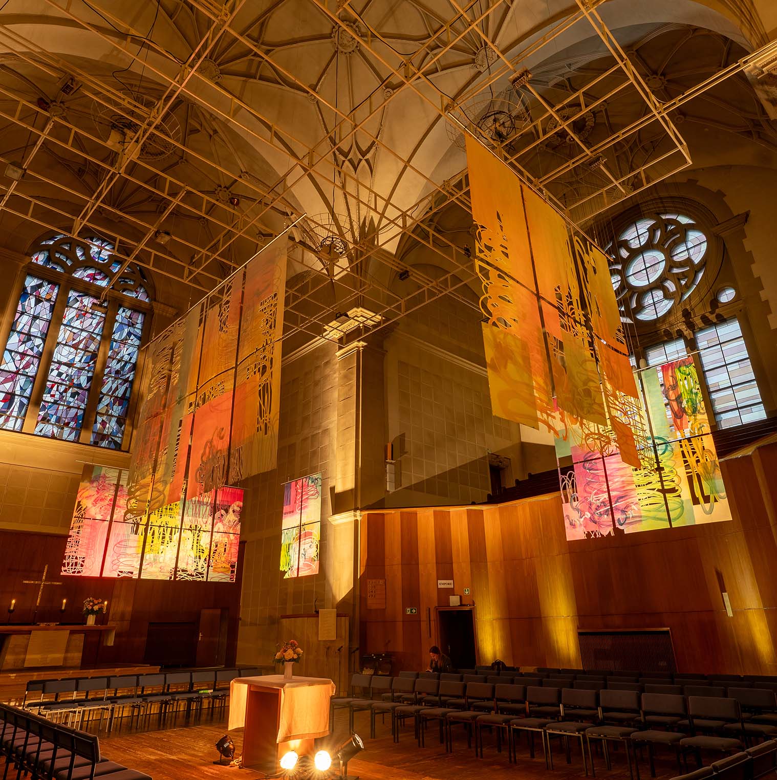Five Sets of Magenta and Space, 2025, Installation Lukaskirche, Dresden 2025