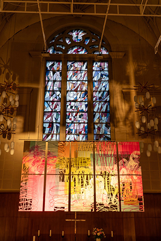 Five Sets of Magenta and Space, 2025, Installation Lukaskirche, Dresden 2025